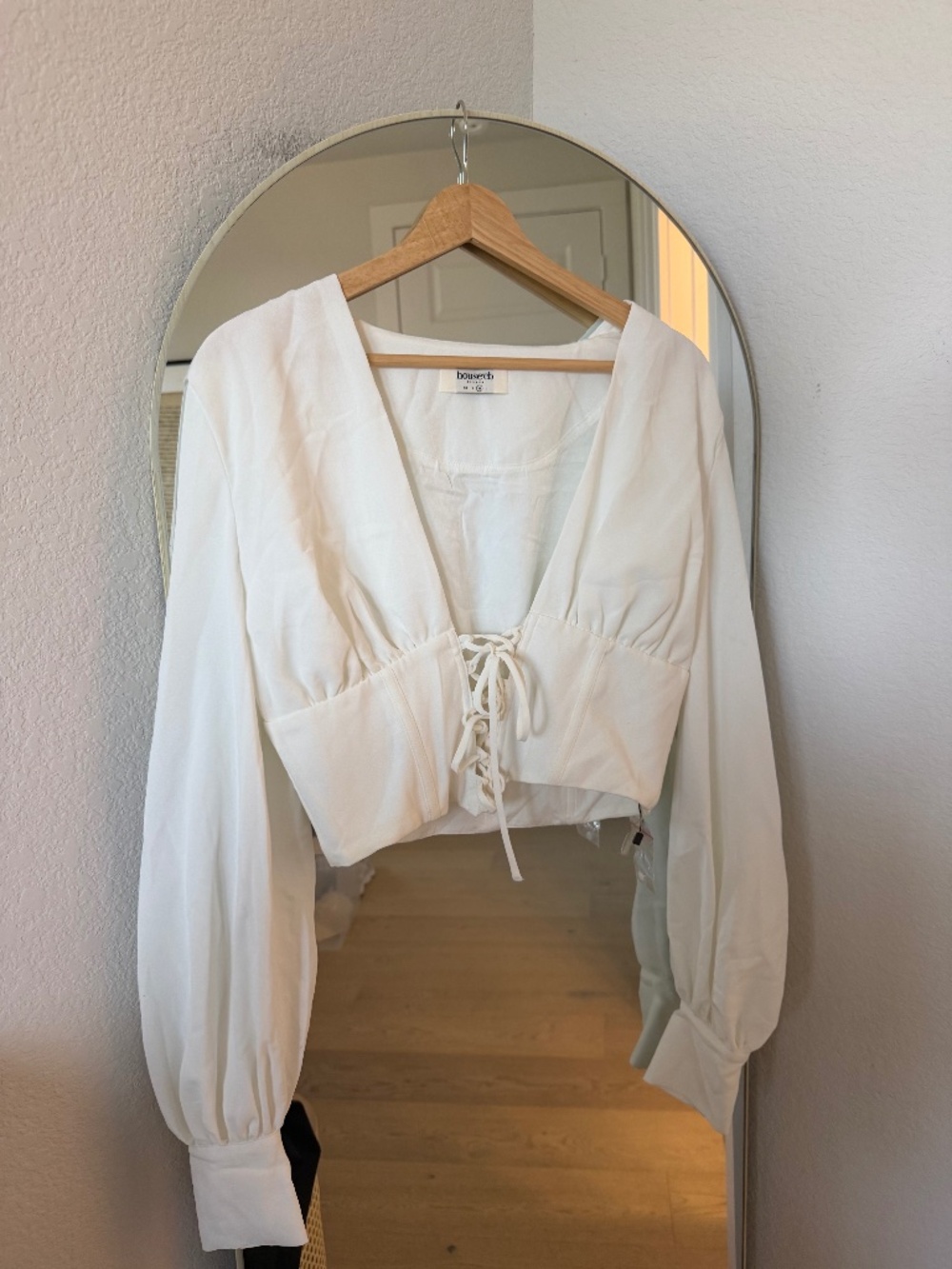 House of CB White Lace Up Corset Crop Top Size M